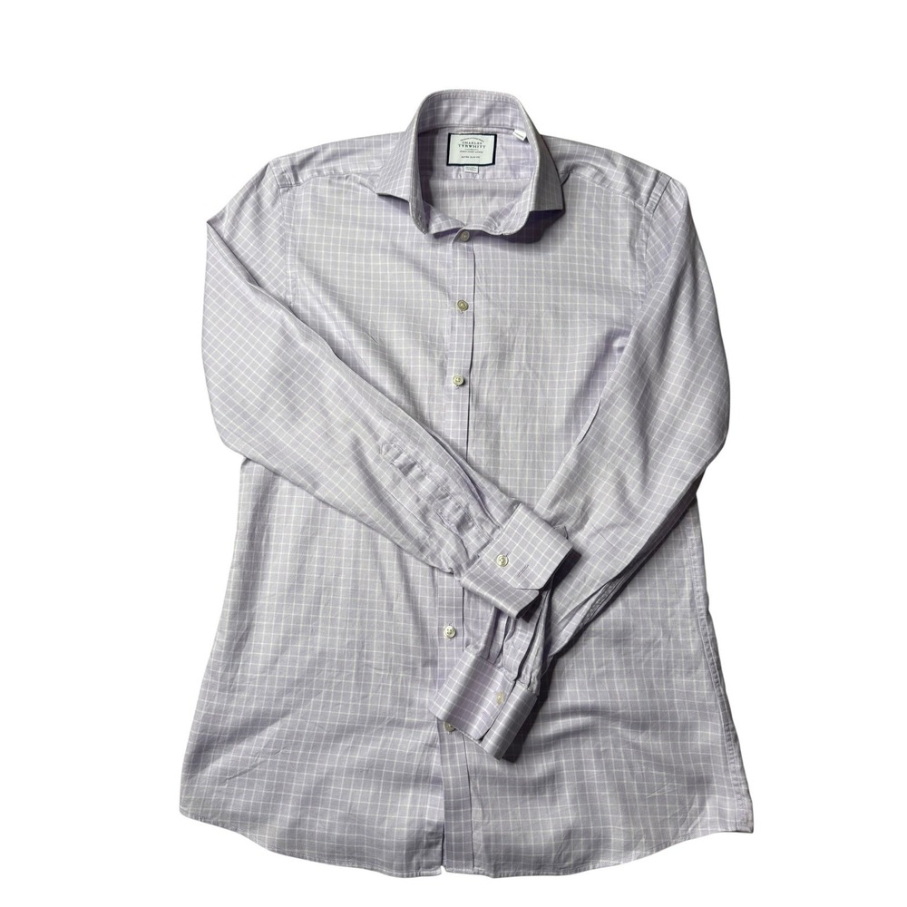 Charles Tyrwhitt Extra Slim Fit Dress Shirt Plaid Checkered 15.5/35